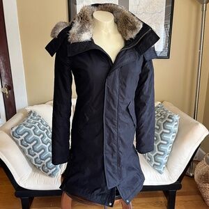 Aritzia TNA Chamonix Faux-fur Lined Hooded Black Parka Coat